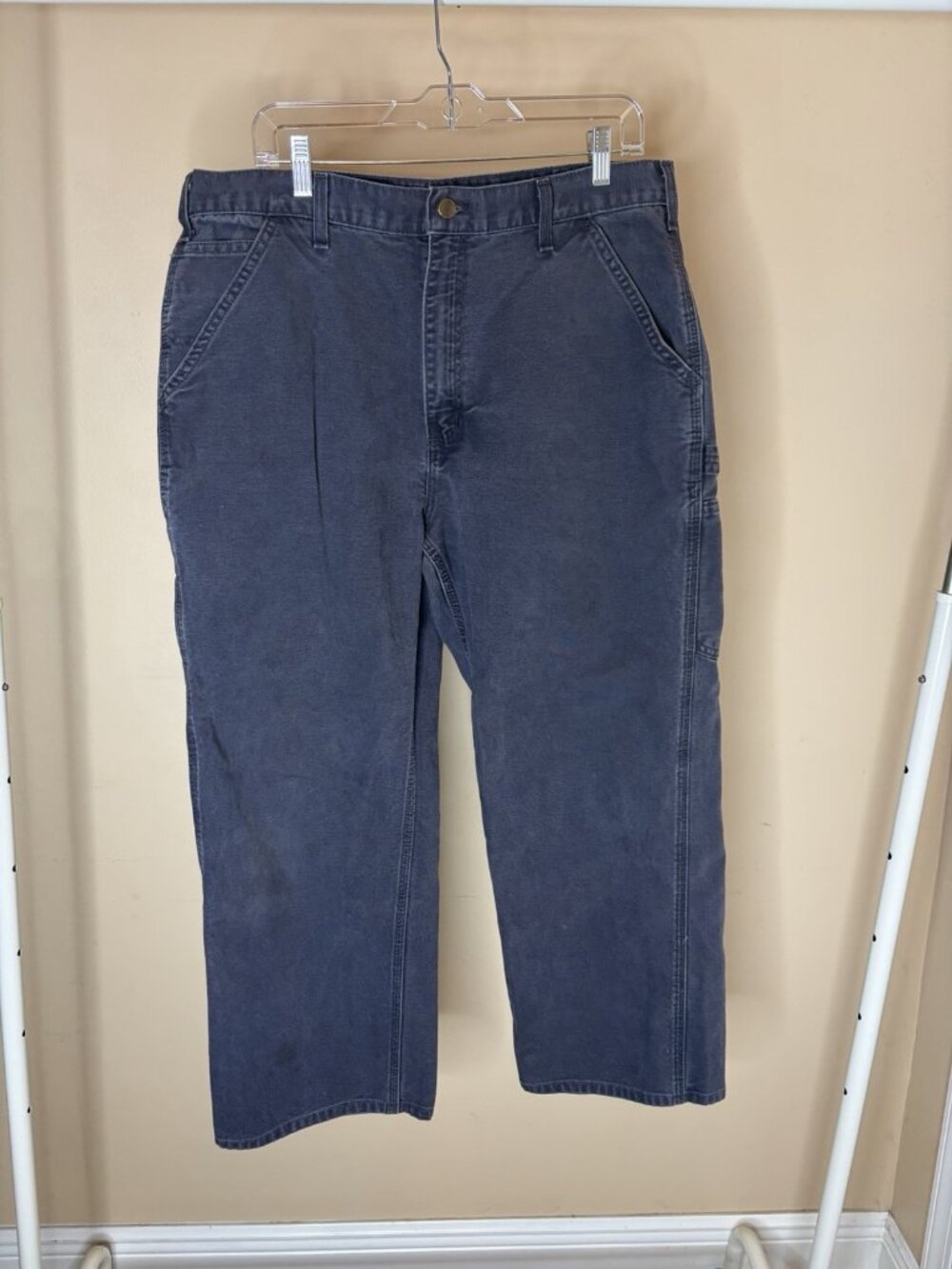 Carhartt Men's 36 X 34 B11 PTB Gray Canvas Dungaree Carpenter Work Pants Utility